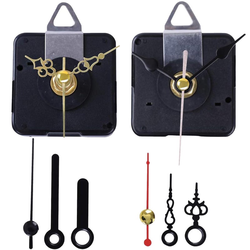 EMOON 2-Pack Silent Clock Movement Kit with 4 Pairs of Short Handsï¼ŒDIY Repair & Replacement Motor, Total Shaft Length 5/8 in - Image 1